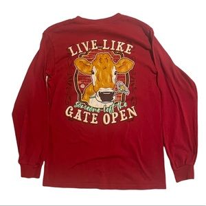 Girlie Girl Originals Small Red “Live Like Someone Left The Gate Open” Shirt